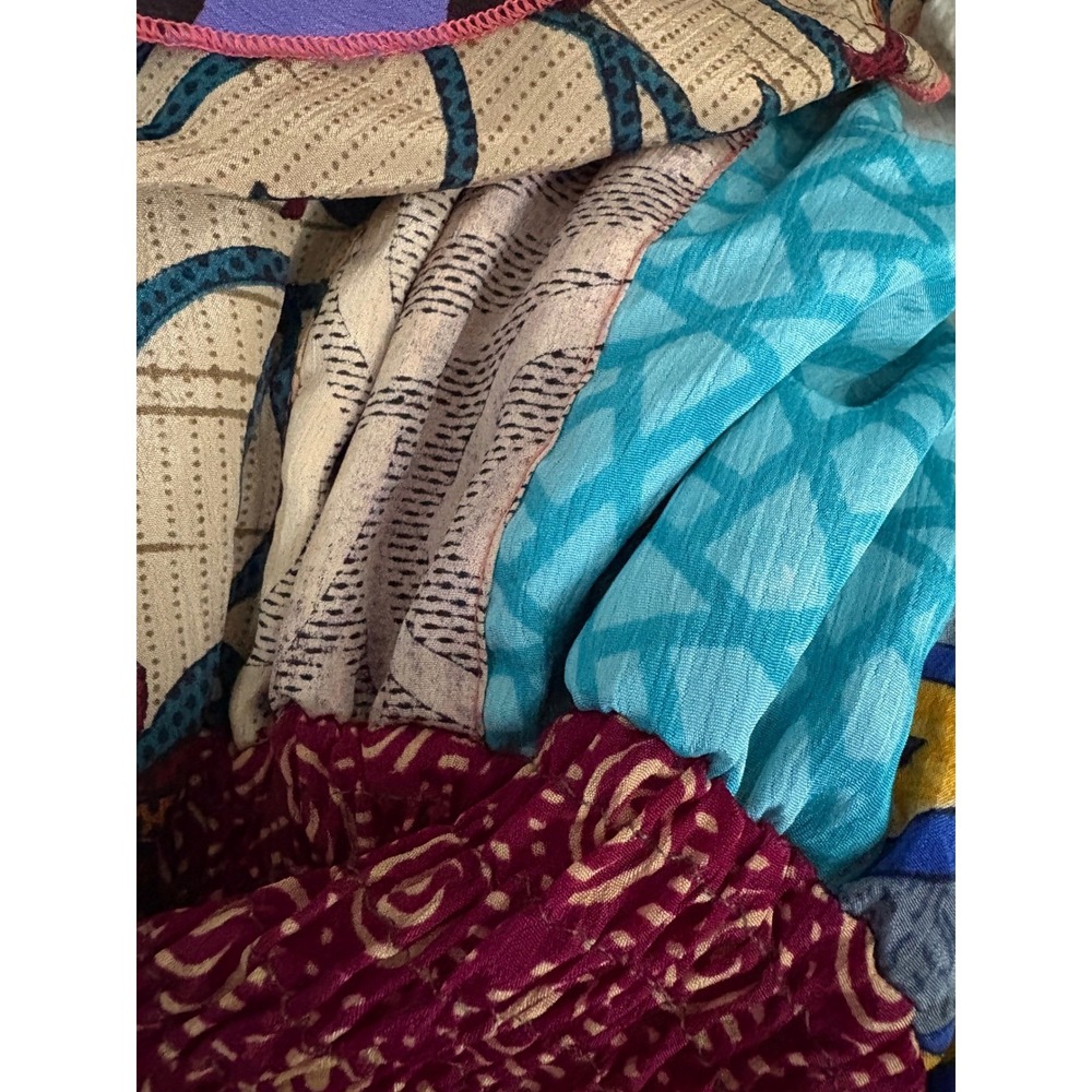 Patchwork Handkerchief Festival Midi Dress Boho Hippie Gypsy Nomad  Wanderlust - Picture 4 of 6